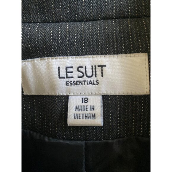 Le Suit Essentials Womens Pinstripe Blazer Jacket Size 18 Black Polyester Blend - Picture 5 of 6